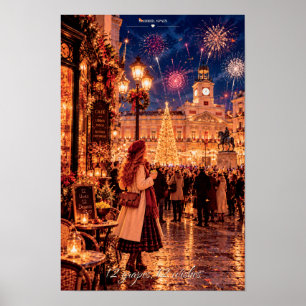 Affiche 12 Raisins 12 Vœux Madrid Espagne Nouvel An