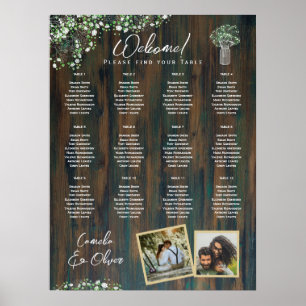 Affiche 12 Table Bois rustique Gypsophila Mousse DE SIÈGE 