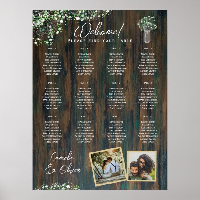 Affiche 12 Table Bois rustique Gypsophila Mousse DE SIÈGE  (Devant)