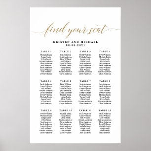 Affiche 12 Tableaux 120 Invités Trouvez Votre Siège Carte