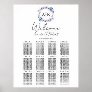 Affiche 12 Tableaux Monogramme Mariage Planche