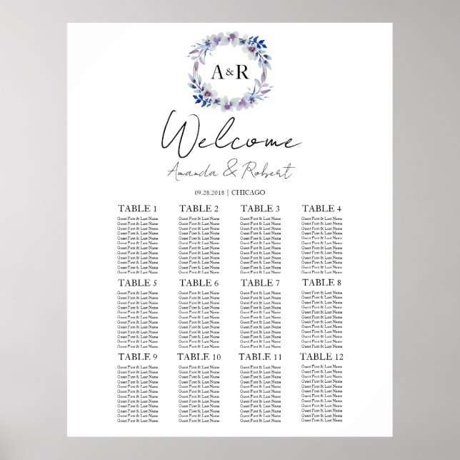Affiche 12 Tableaux Monogramme Mariage Planche (Devant)