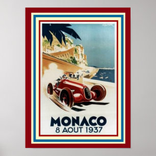 Affiche 12 x 16 du Monaco 8 Aout 1937