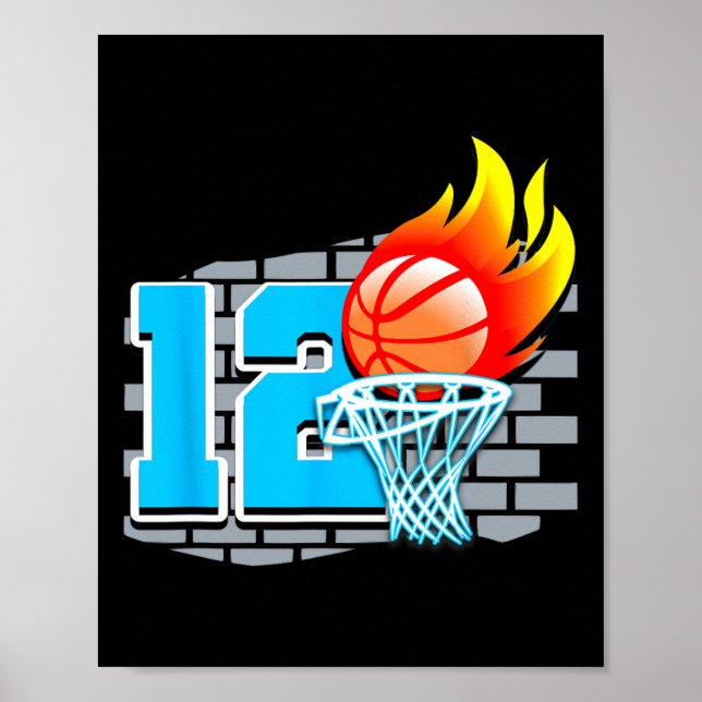 Affiche 12 Year Old 12th Basketball Birthday Party Theme B (Devant)
