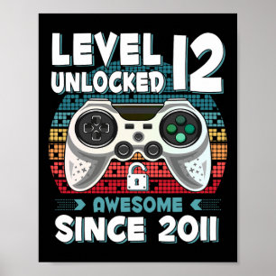 Affiche 12ans Anniversaire Son Garçon Amusant Gamer 12ème