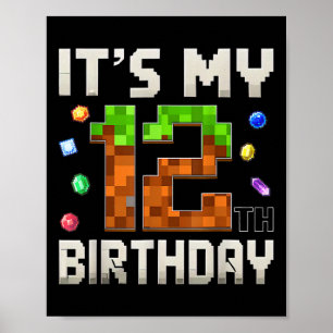 Affiche 12e anniversaire 12 ans Anniversaire Garçon Gamer 