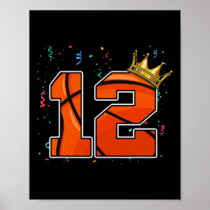 Affiche 12e anniversaire Basketball grand nombre 12 ans Bo