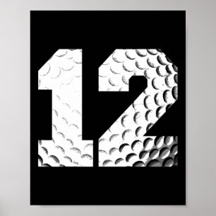 Affiche 12e anniversaire Boy Golf Player Golf 12 ans