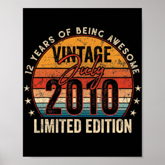 Affiche 12e anniversaire Cadeau Vintage juillet 2010 12 an