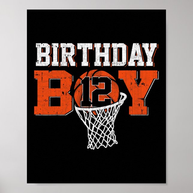 Affiche 12e anniversaire garçon de basketball Lover 12 ans (Devant)