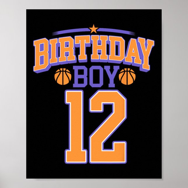 Affiche 12e anniversaire garçon de basketball Lover 12 ans (Devant)
