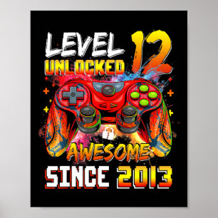 Affiche 12e anniversaire garçon niveau 12 déverrouillé inc