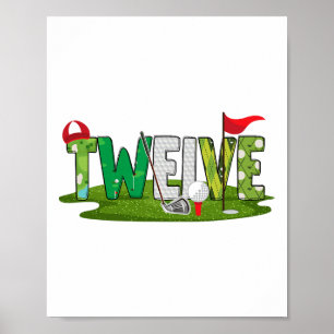 Affiche 12e Anniversaire Golf Thème 12 ans Enfants Sport P