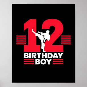 Affiche 12e anniversaire Karate Boy 12 ans Taekwondo Lo