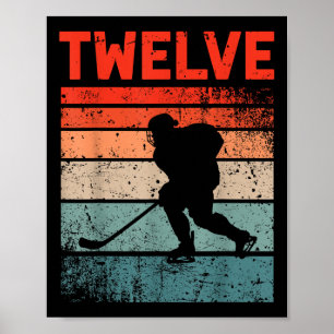 Affiche 12e anniversaire Retro Hockey sur glace 12 ans Boy