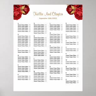 Affiche 130 Mariage Floral Rouge Et Or