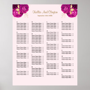 Affiche 130 Mariage Rose Et Or Floral