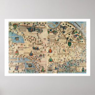 Affiche 131-0058260/1 Catalan Atlas: Detail of Asia, by Ja