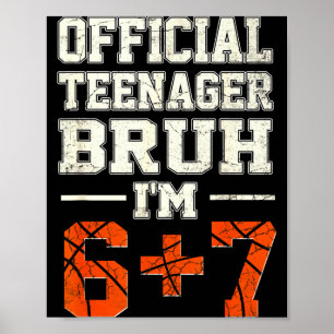 Affiche 13 adolescent bruh j'ai 6+7 anniversaire thème bas