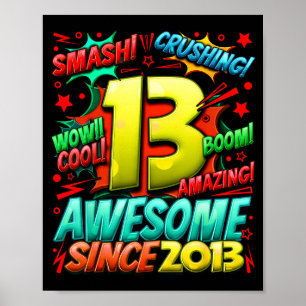 Affiche 13 ans pour garçons 13e anniversaire garçon 13 ans
