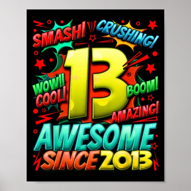 Affiche 13 ans pour garçons 13e anniversaire garçon 13 ans (Devant)