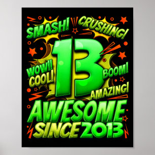 Affiche 13 ans pour garçons 13e anniversaire garçon 13 ans
