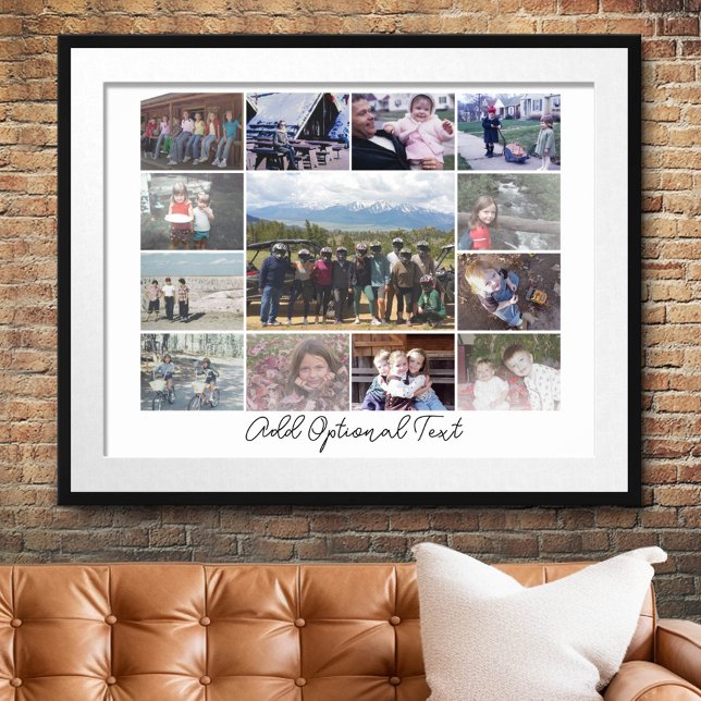 Affiche 13 Collage de photos Texte facultatif — Blanc (Custom Photo Collage Poster)