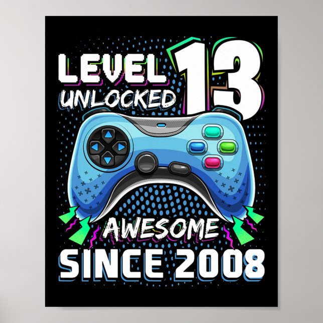 Affiche 13 Déverrouillé Awesome 2008 jeu vidéo 13e anniver (Devant)