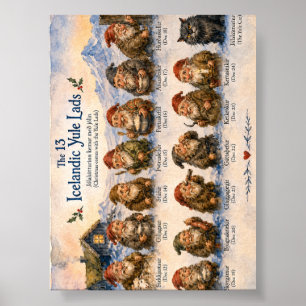 Affiche 13 lutins islandais Noël en Islande