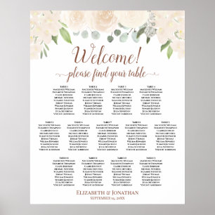 Affiche 13 Table Roses Pêche Pâle Mariage Plan de Table