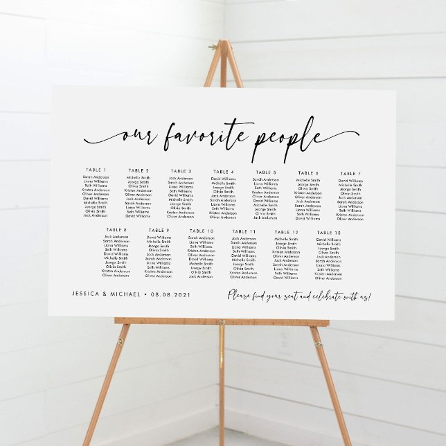 Affiche 13 Tables Plan de table de nos personnes préférées (Créateur téléchargé)