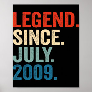 Affiche 13 Years Old Gifts Legend Since July 2009 13th Bir