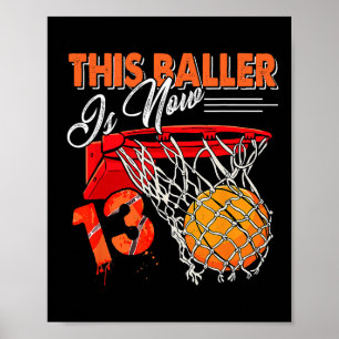 Affiche 13e anniversaire Basketball amusant 13 ans enfants