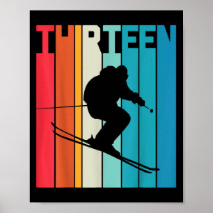Affiche 13e anniversaire Boy Retro Ski Lover Skier 13 ans 