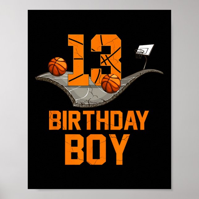 Affiche 13e anniversaire de basket-ball Jersey 13 ans Boy  (Devant)