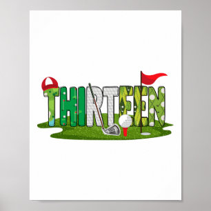 Affiche 13e Anniversaire Golf Thème 13 ans Enfants Sport P