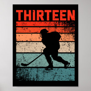 Affiche 13e anniversaire Retro Hockey sur glace 13 ans Boy