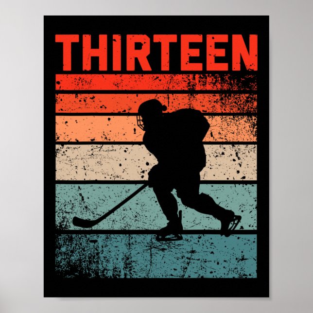 Affiche 13e anniversaire Retro Hockey sur glace 13 ans Boy (Devant)
