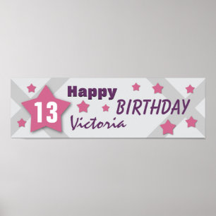 Affiche 13e anniversaire Star Banner PINK PURPLE SILVER V1
