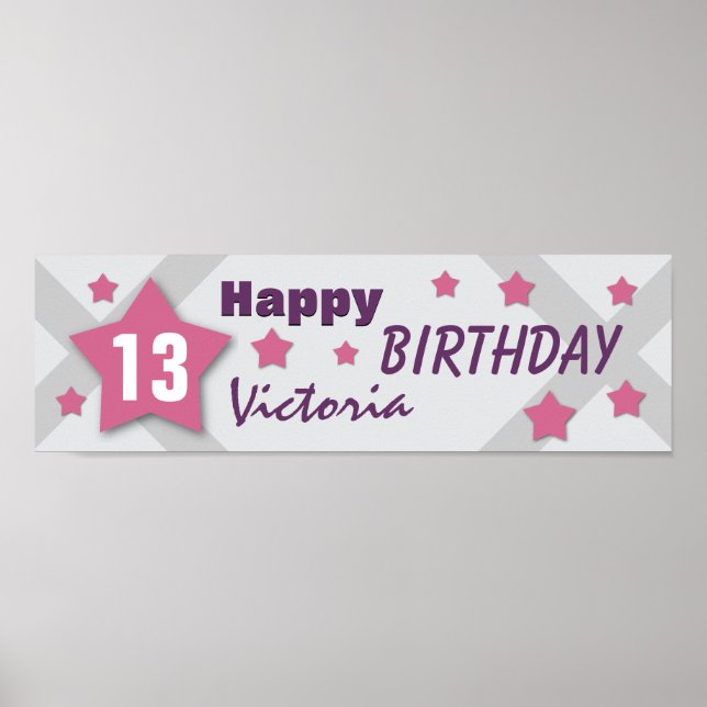 Affiche 13e anniversaire Star Banner PINK PURPLE SILVER V1 (Devant)
