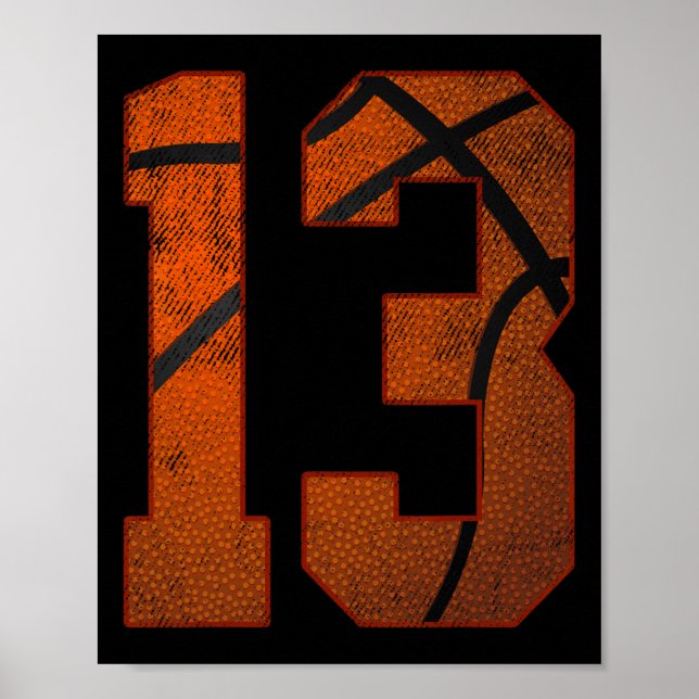 Affiche 13e Birthday Party Thirteen 13 Year Old Basketbal (Devant)
