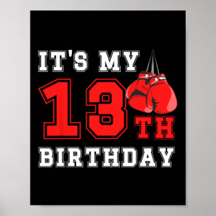 Affiche 13e Boxe Anniversaire Fête de treize ans Boxer