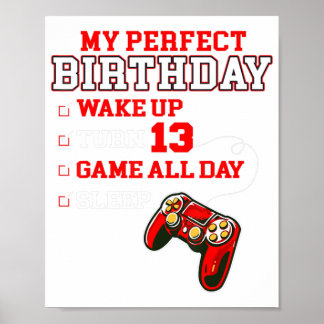 Affiche 13ème Anniversaire Joueur Pour Garçons Jeu Parfait