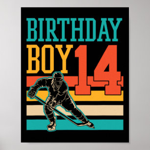 Affiche 14 Ans Hockey sur glace Thème 14ème anniversaire f