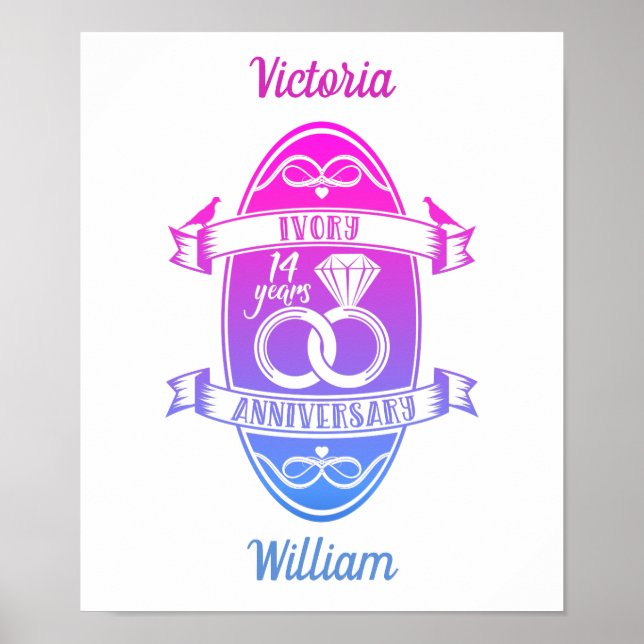 Affiche 14 ans ivoire traditionnel 14e anniversaire de mar (Devant)