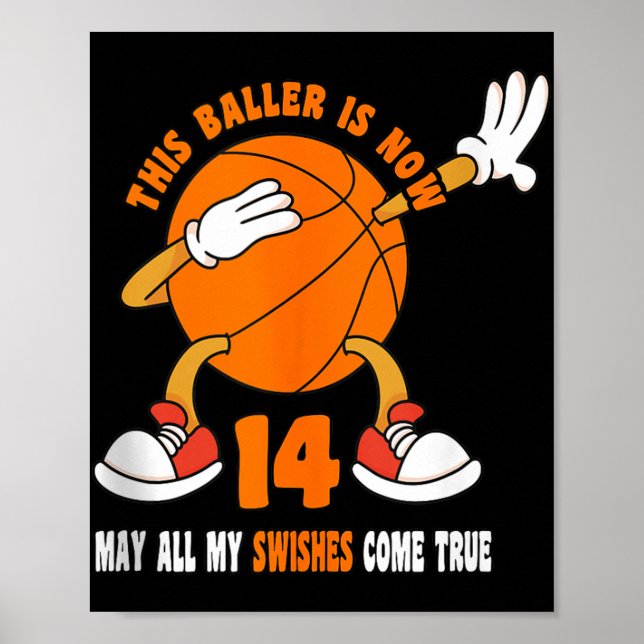 Affiche 14 Ans Joyeux 14e anniversaire Basketball 14e bi (Devant)