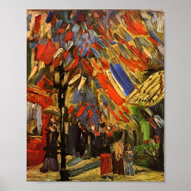Affiche 14 juillet Fête à Paris Van Gogh Art (Devant)