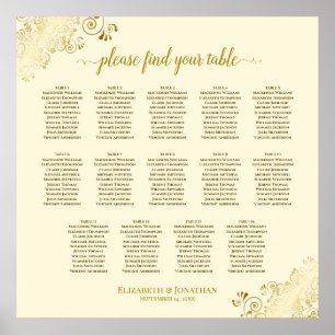 Affiche 14 Table Gold Frills Mariage Seating Chart Cream