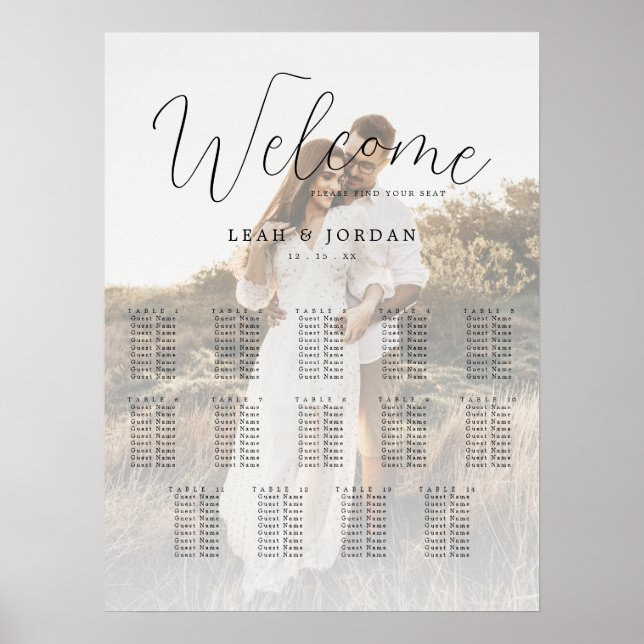 Affiche 14 Tableaux Calligraphie Photo Mariage Carte de si (Devant)