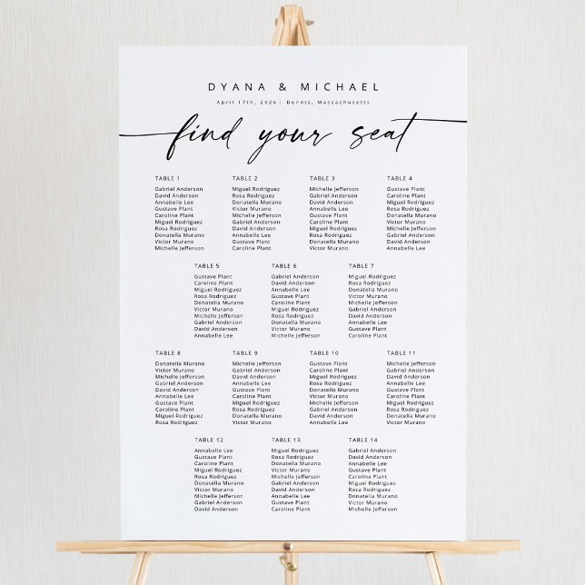 Affiche 14 Tables Modernes Trouvez Votre Siège Carte De Si (Créateur téléchargé)